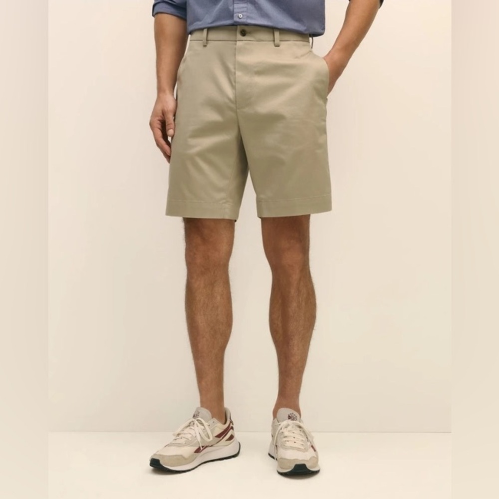 Brooks Brothers 9” Classic Chino Flat Front Shorts 100% Cotton Khaki Tan Mens 38